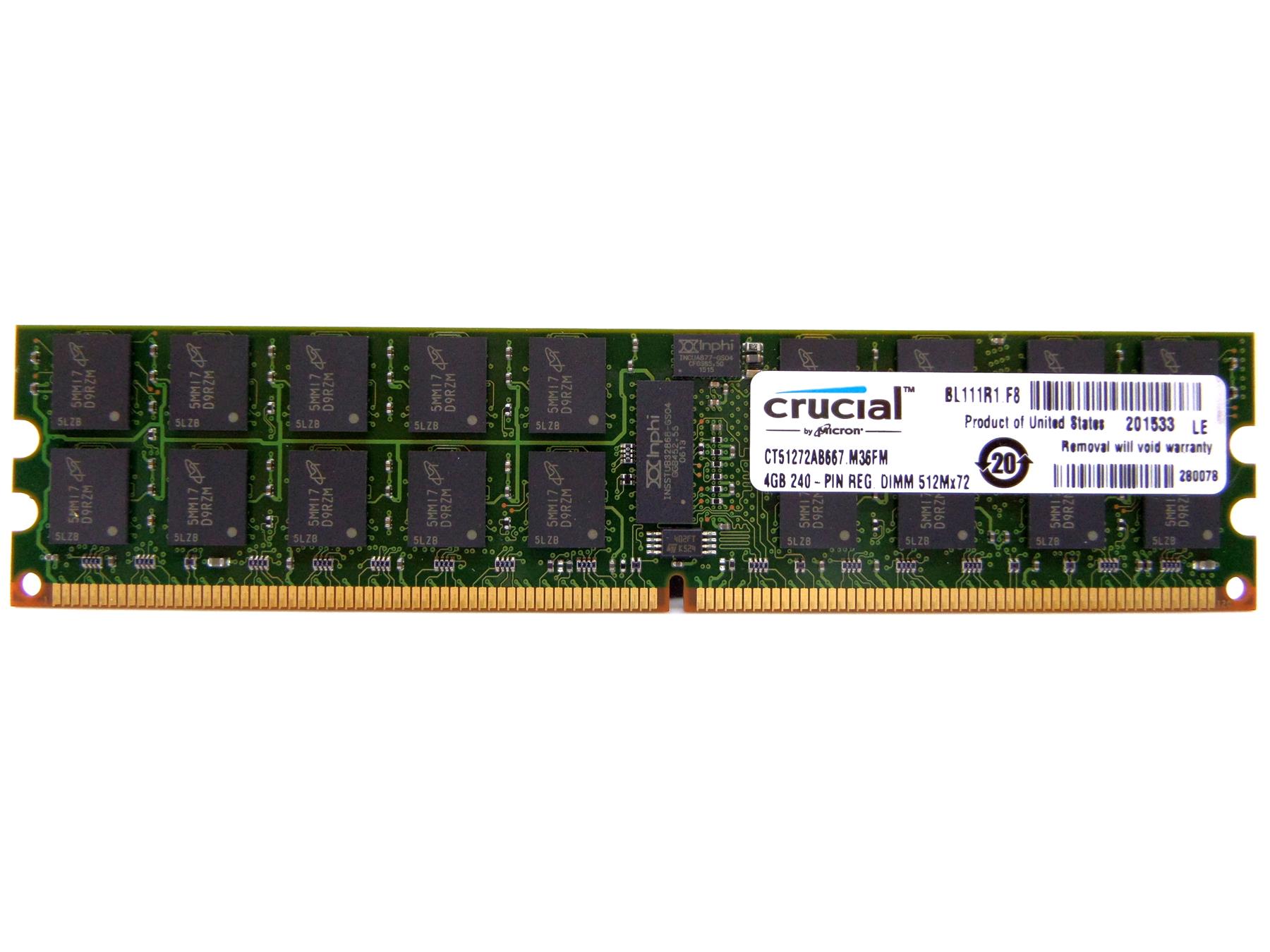Crucial 4GB PC2-5300P DDR2 667MHZ server di memoria RAM ECC CT51272AB667 