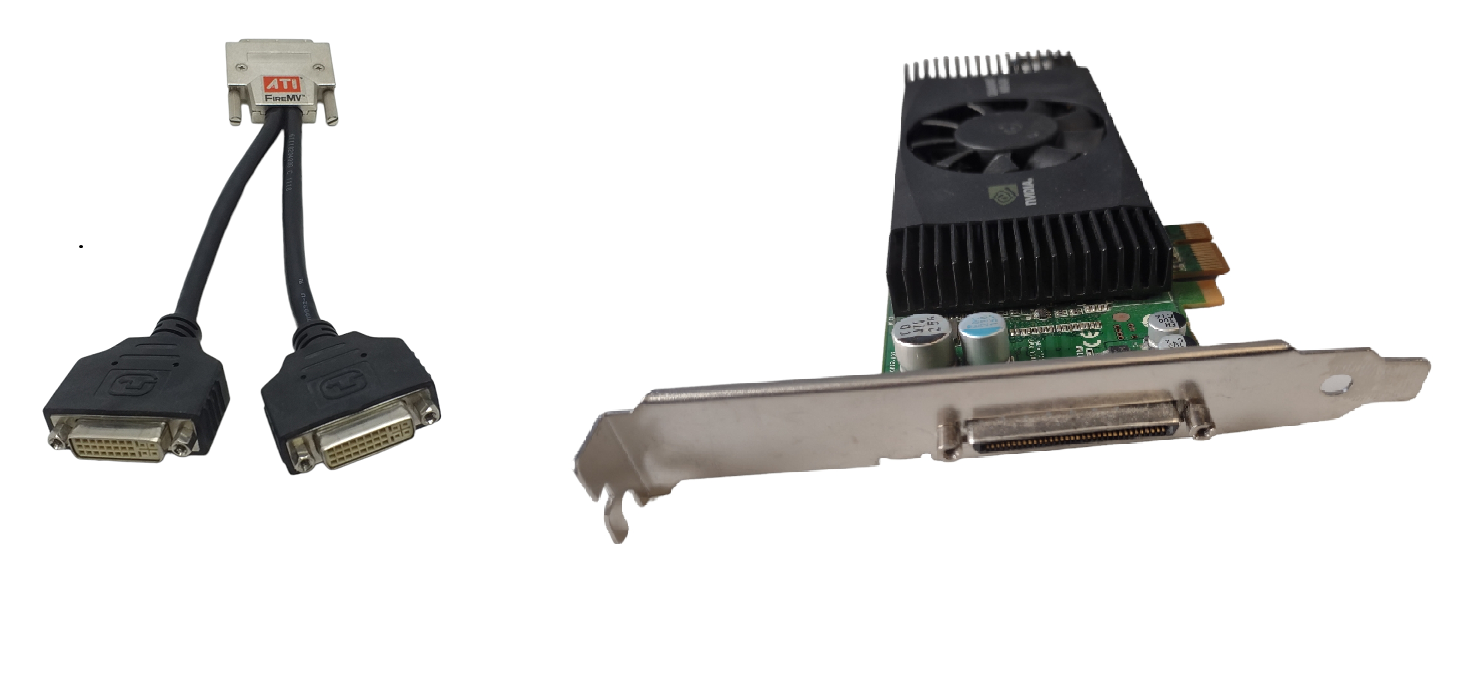 NVidia Quadro with 2 x Adapter Multi - Screen Graphics Card - full bracket NVS 420 512MB GDDR3 PCIe x16
