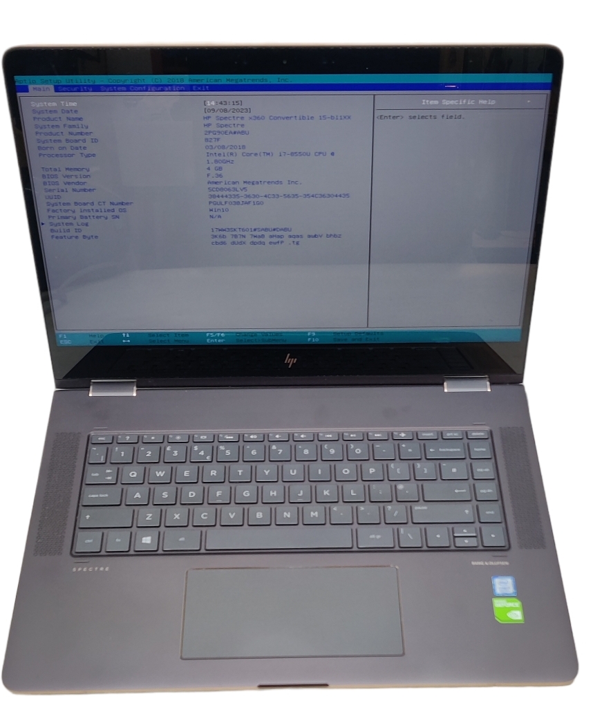 HP SPECTRE X360 - FOR PARTS - I7 8TH GEN 4GB TOUCHSCREEN LAPTOP CONVERTIBLE I7 8TH GEN 4GB