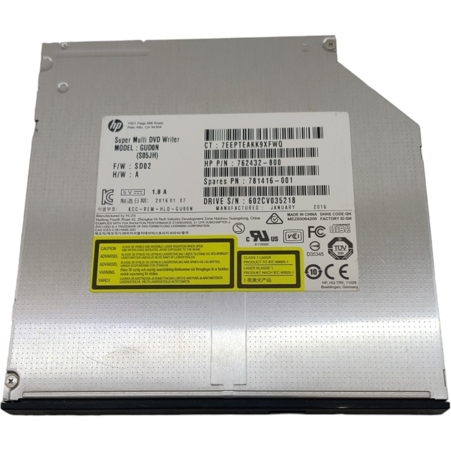 Hitachi-LG GUD0N Internal DVD Drive, Slim 9.5 mm DVD Player/Writer for Laptop/Desktop PC, Windows 10 Compatible, 8x Read/Write Speed - Black