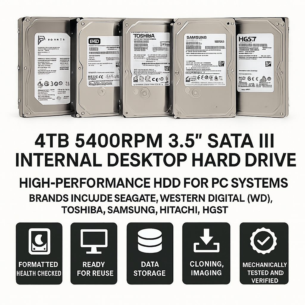 Seagate WD Samsung Hitachi Toshiba 3.5" SATA Desktop PC Hard Drive - 4TB 5400 RPM 3.5 INCH DESKTOP