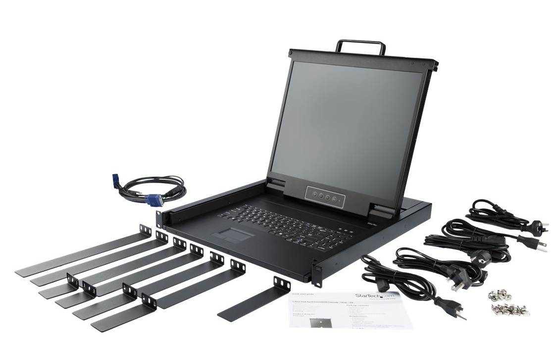 StarTech RKCONS1901 Rackmount KVM Console, Single Port VGA KVM with 19" LCD Monitor for Server Rack, Fully Featured Universal 1U LCD KVM Drawer with Cables & Hardware, USB Support, 50,000 MTBF - Image 2