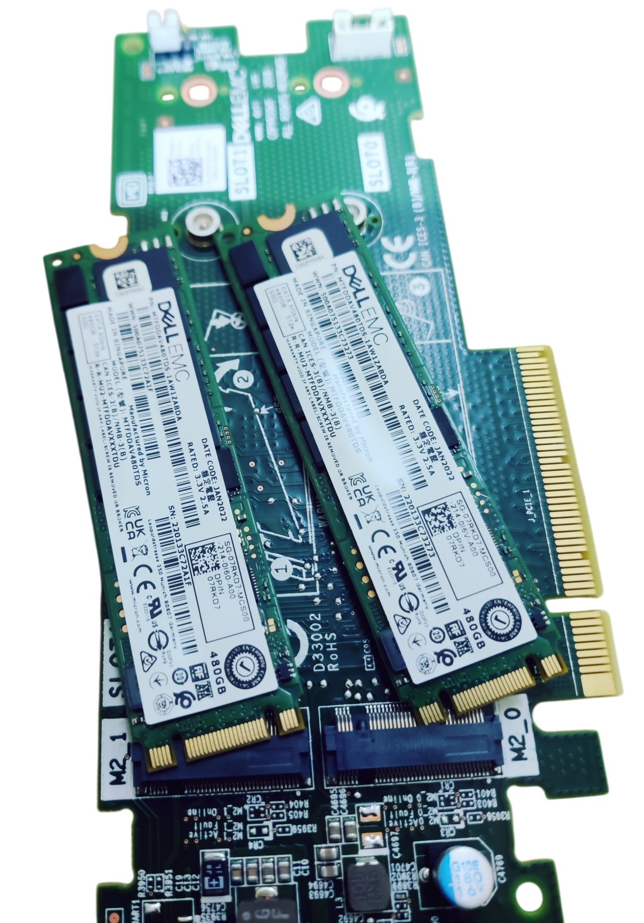 Dell BOSS Card PCIe M.2 with 2x 480GB SATA SSD Low Profile 7HYY4 07HYY4 / 2 x 480gb-7RKD7 - Image 2