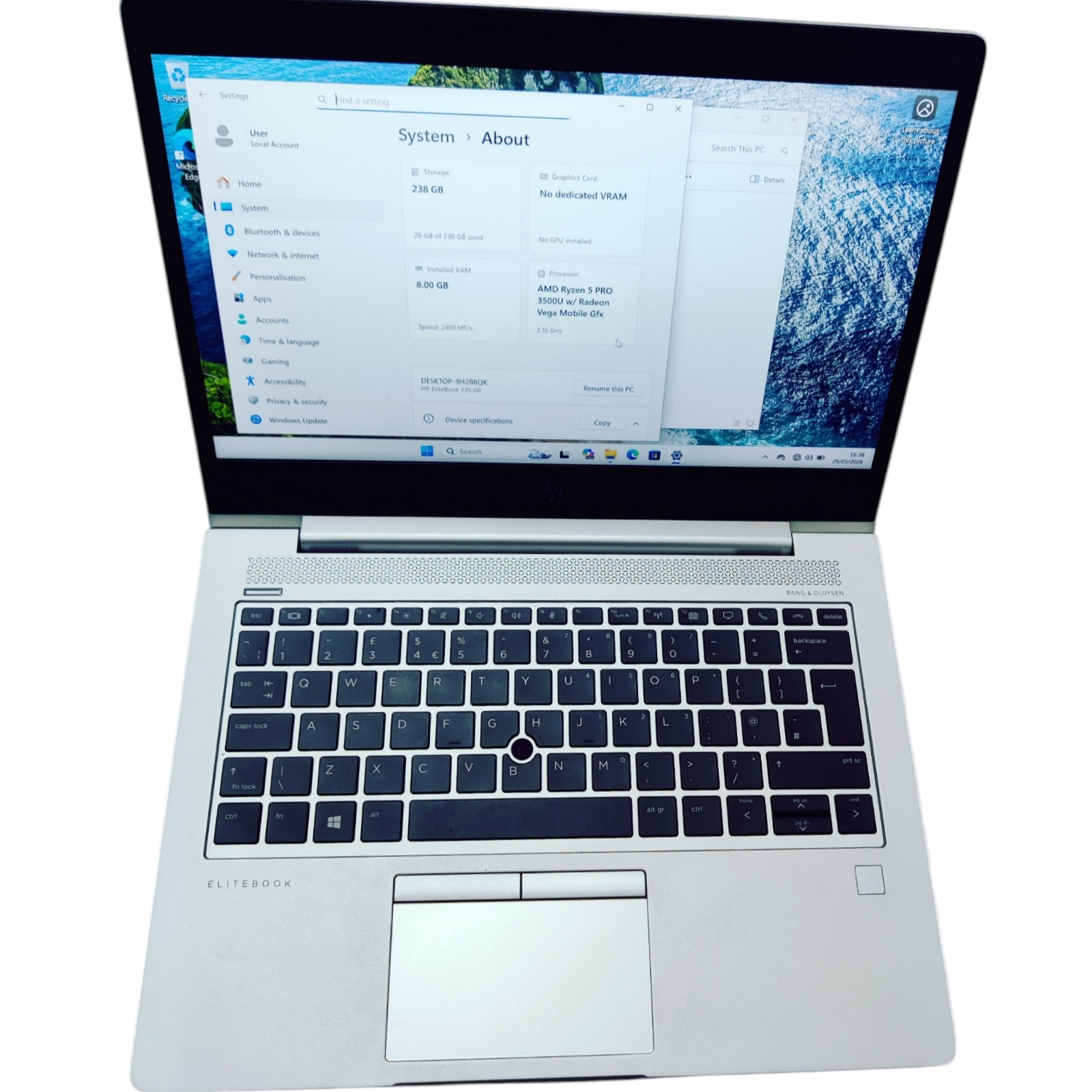 HP EliteBook 735 G6 14" RYZEN LAPTOP 16GB RAM 256GB NVME WINDOWS 11 PRO - Image 8