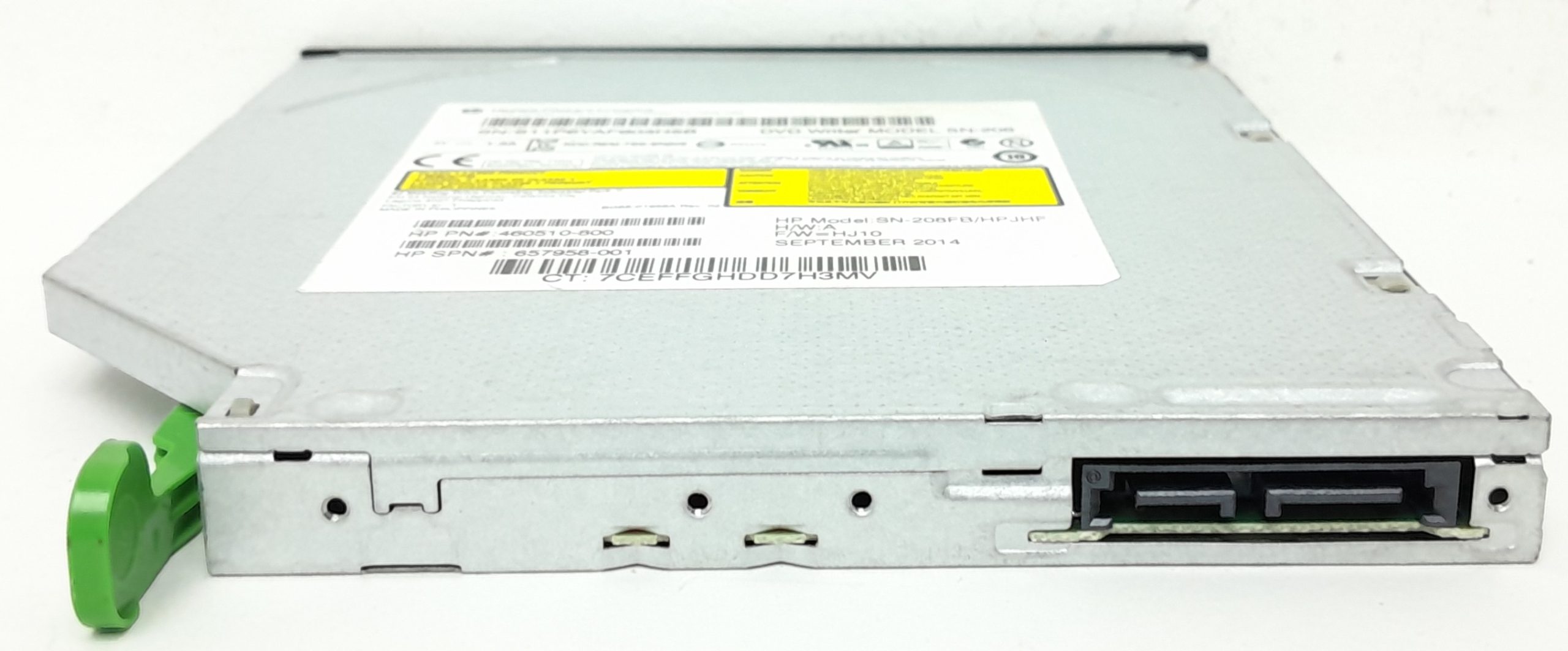 HP Slimline DVD Writer SN-208 Internal SATA Optical Drive with Green Latch 657958-001 - Image 2