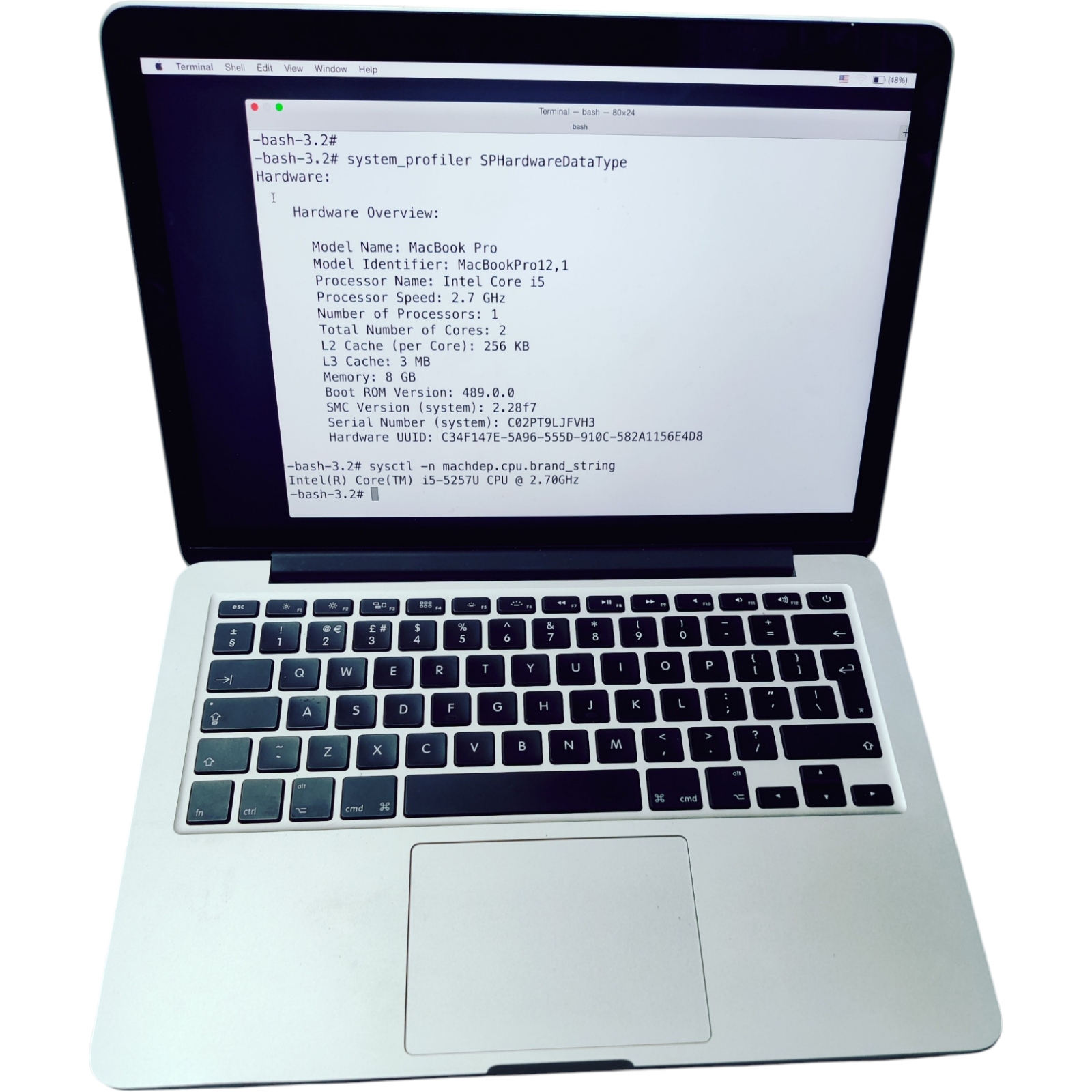 Apple MacBook Pro 12,1 13″ A1502 – i5-5257u 2.7GHz 8GB Ram **SPARES or REPAIR** No SSD