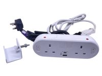 CMD 720001W White Desk Capsule Set 2 X Power USB A&C Charger UK mains Plug and Desk Clamp