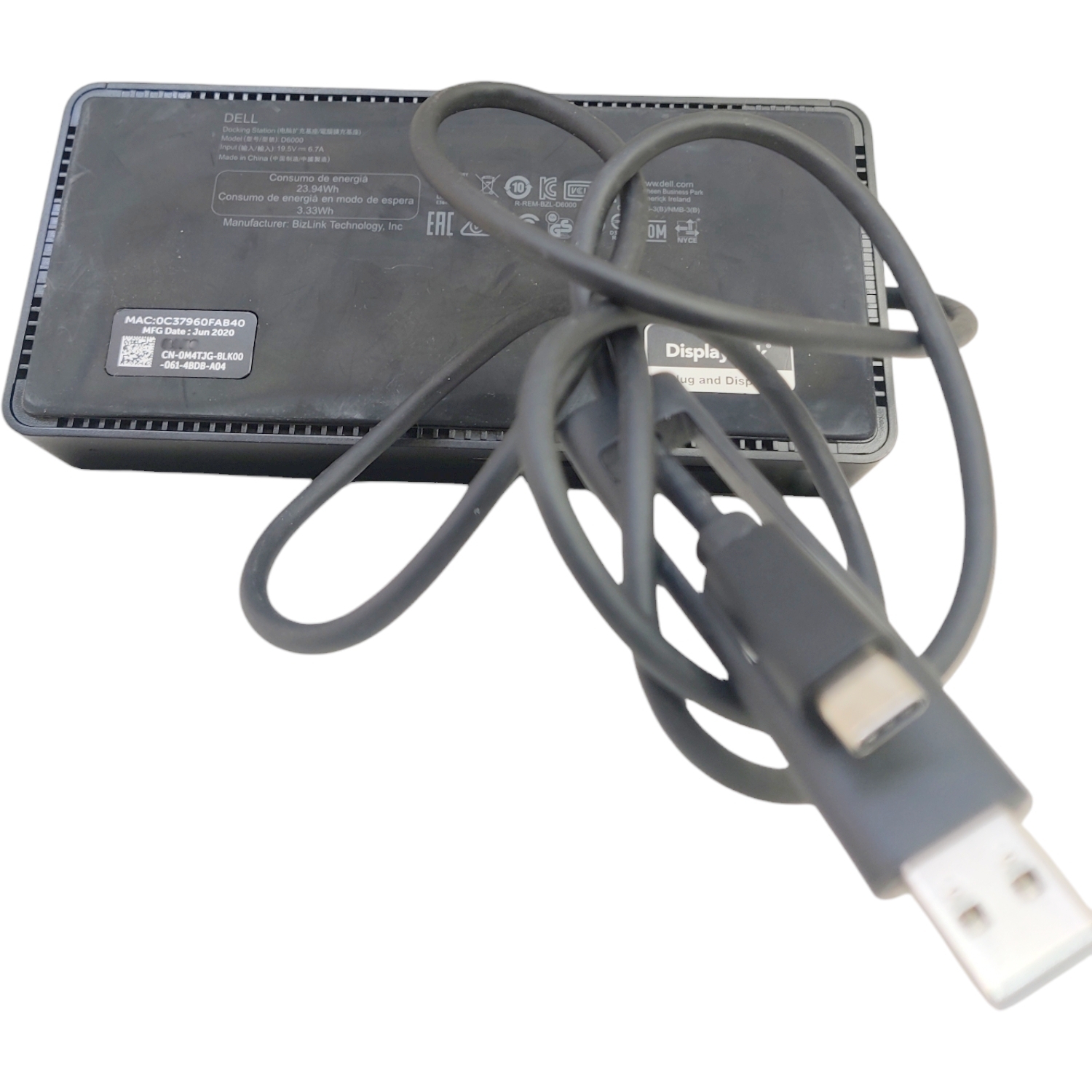 Dell USB-A/-C Dockingstation D6000S USB-C USB-3.0 No Charger GNDVY - Image 4
