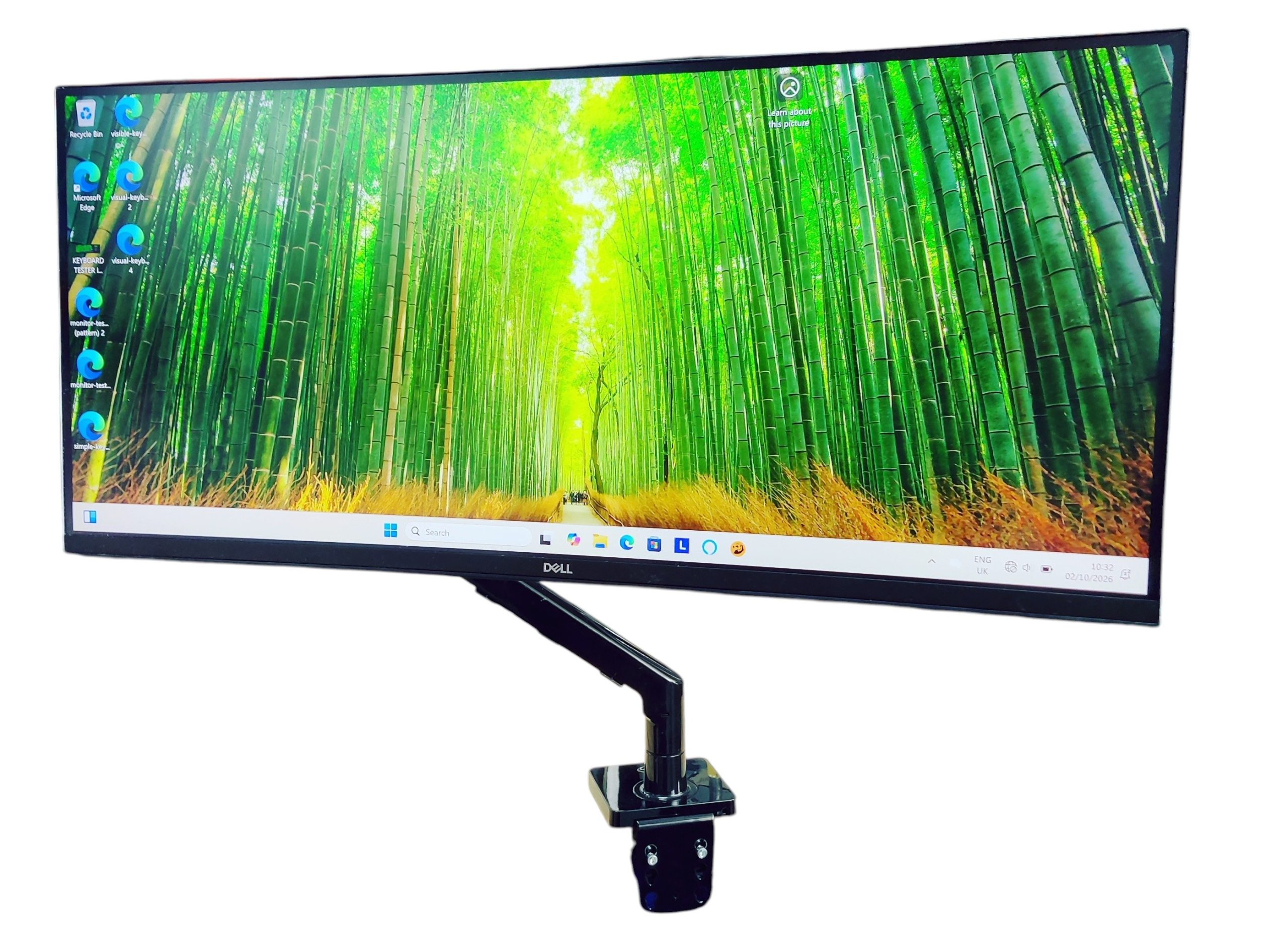 Dell P3424WE 34" Monitor with Invision Monitor Desk Clamp 60Hz 5ms WQHD Curved USB-C Hub