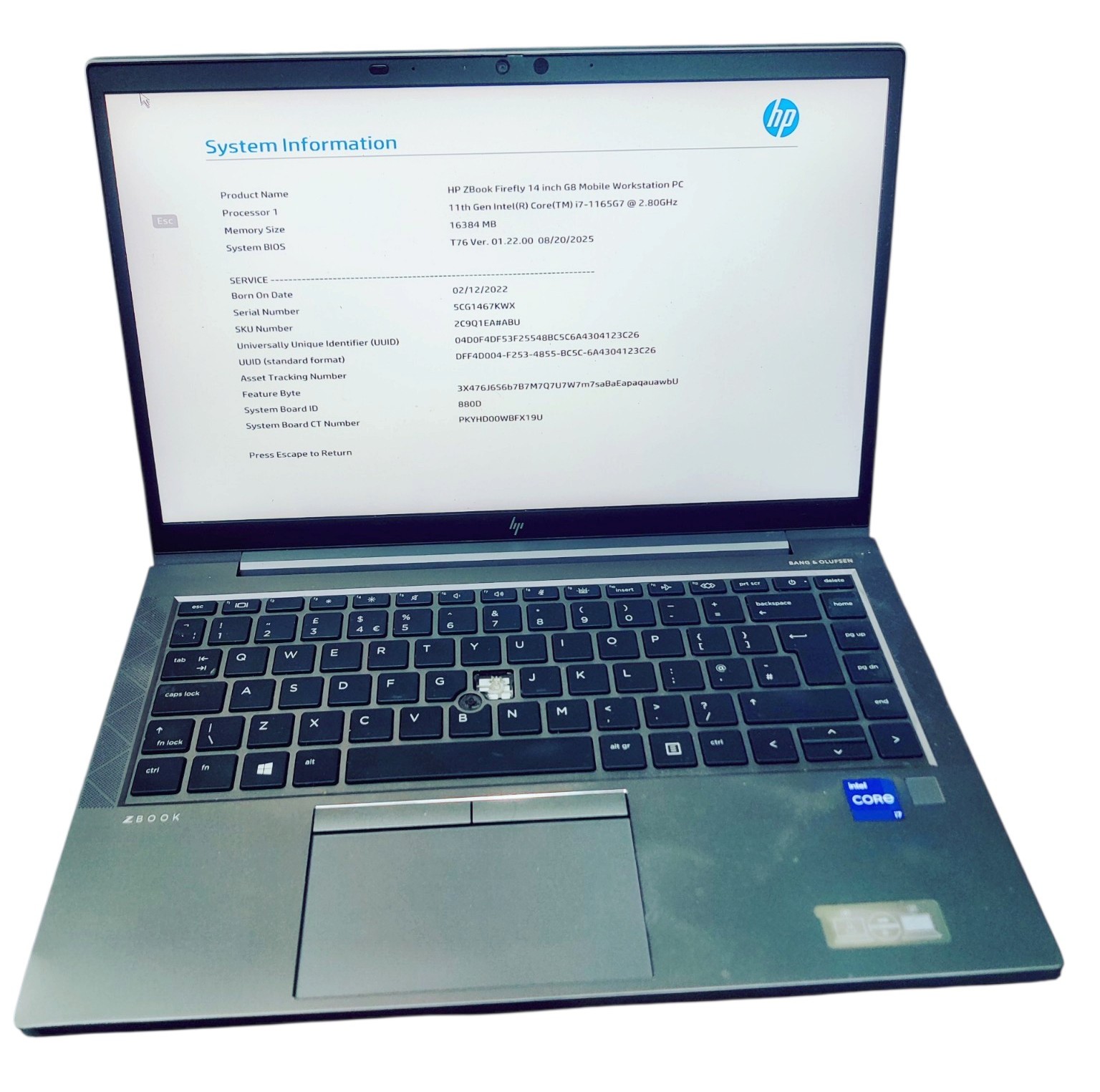 HP ZBook Firefly 14 G8 i7 11th Gen 16GB RAM **For Parts** No Hard Drive